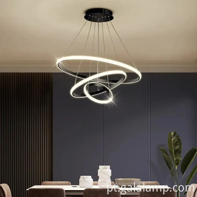 Anel de círculo decorativo de luxo luz pendente para a sala de estar moderna